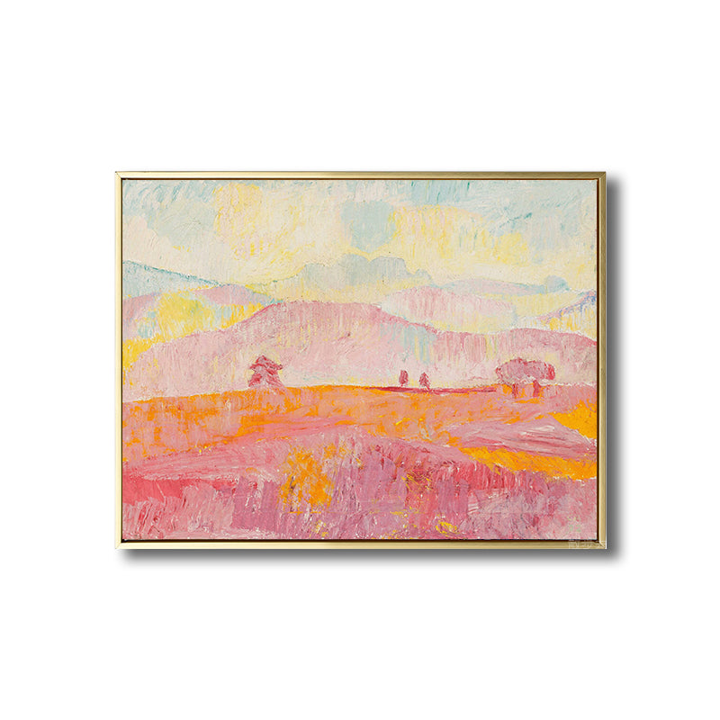 Rustic Pastoral Scenery Wall Decor Living Room Canvas Art in Pink, Multiple Size Options