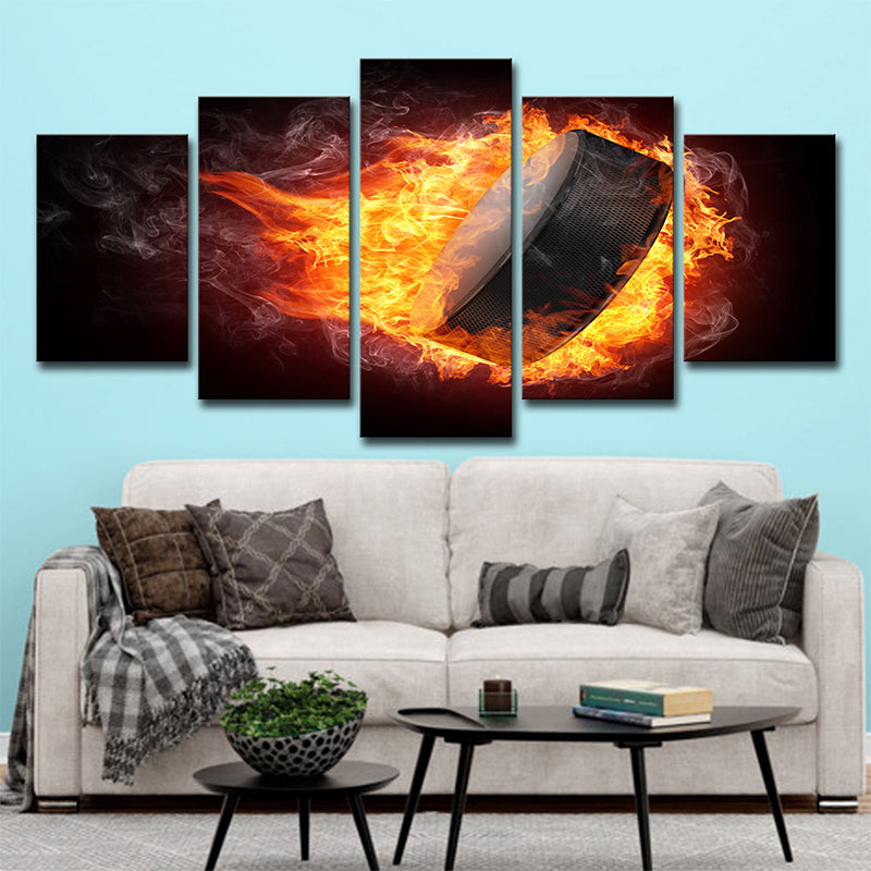 Flame Musical Wall Art Modern Canvas Wall Decor in Black-Yellow, Multi-Piece