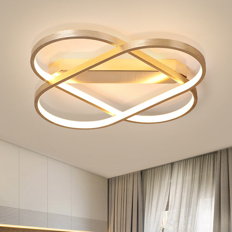 Geometrisch patroon Slaapkamer Spoel Lichte armatuur Metallic Modernistisch LED -plafond gemonteerde lamp in goud