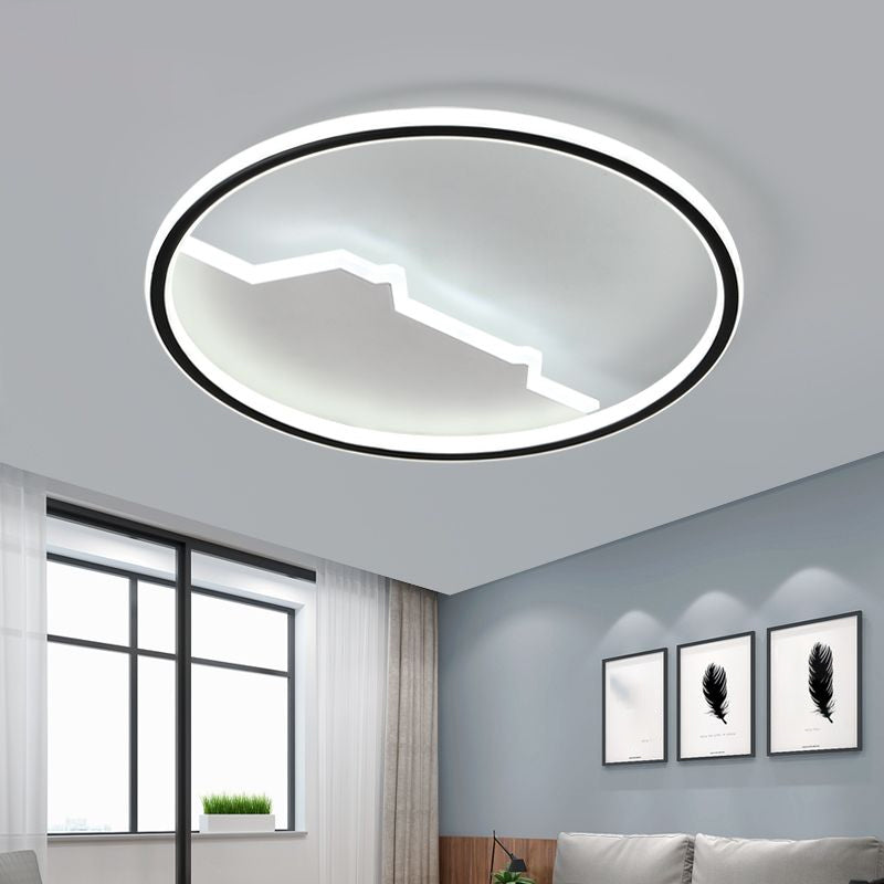 Geometrische slaapkamerspoeling Mount Acryl LED Modernisme Voelingsplafondlicht in zwart, 16,5 "/20,5" breed