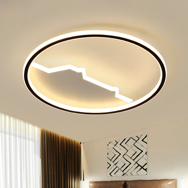 Geometric Bedroom Flush Mount Acrylic LED Modernism Flush Ceiling Light in Black, 16.5"/20.5" Wide