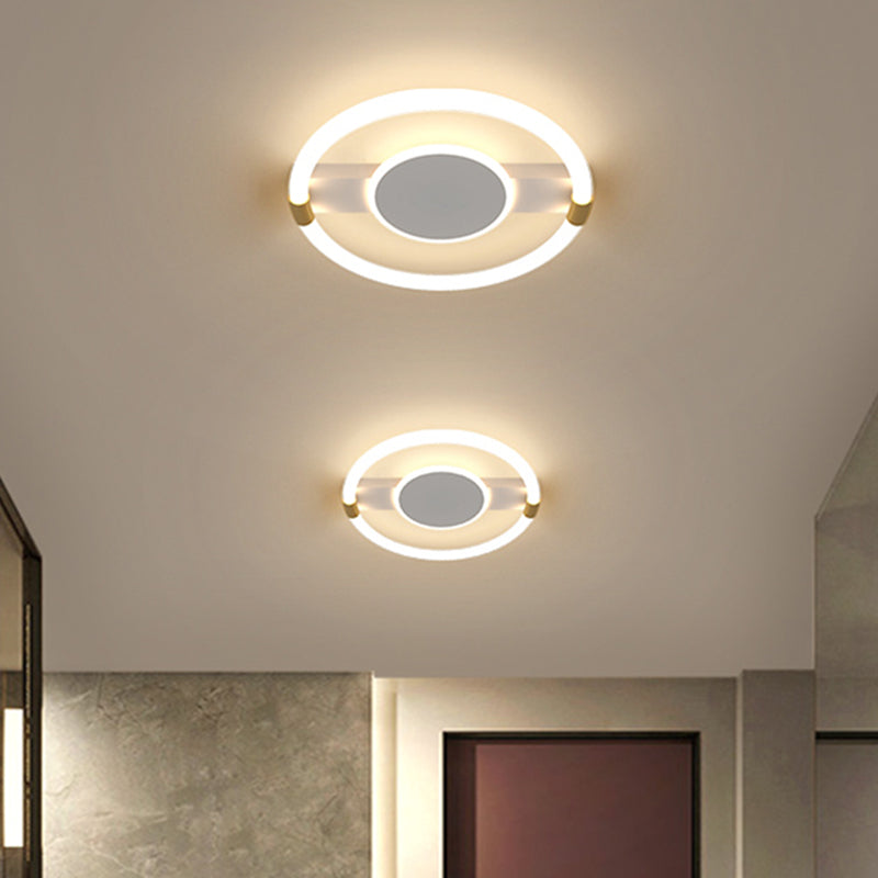 Lampada del soffitto rotondo in metallo Minimalista a filo LED nero/bianco con baldacchino rettangolo