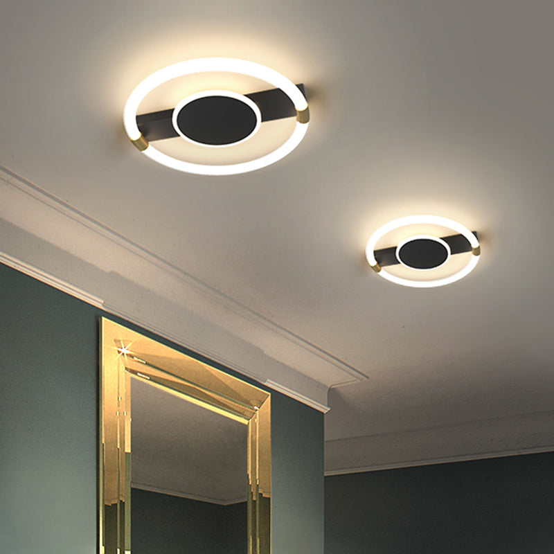 Lampada del soffitto rotondo in metallo Minimalista a filo LED nero/bianco con baldacchino rettangolo