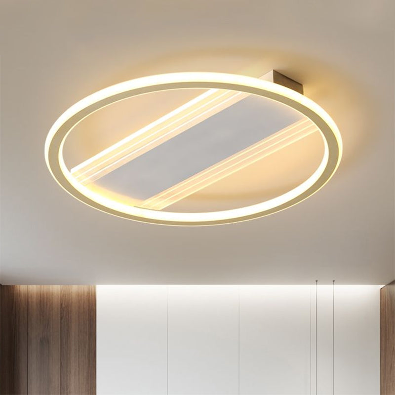 Circular Bedroom Flush Light Metallic LED Modernist Flush Mount Lamp in Gold, 16.5"/20.5" Width