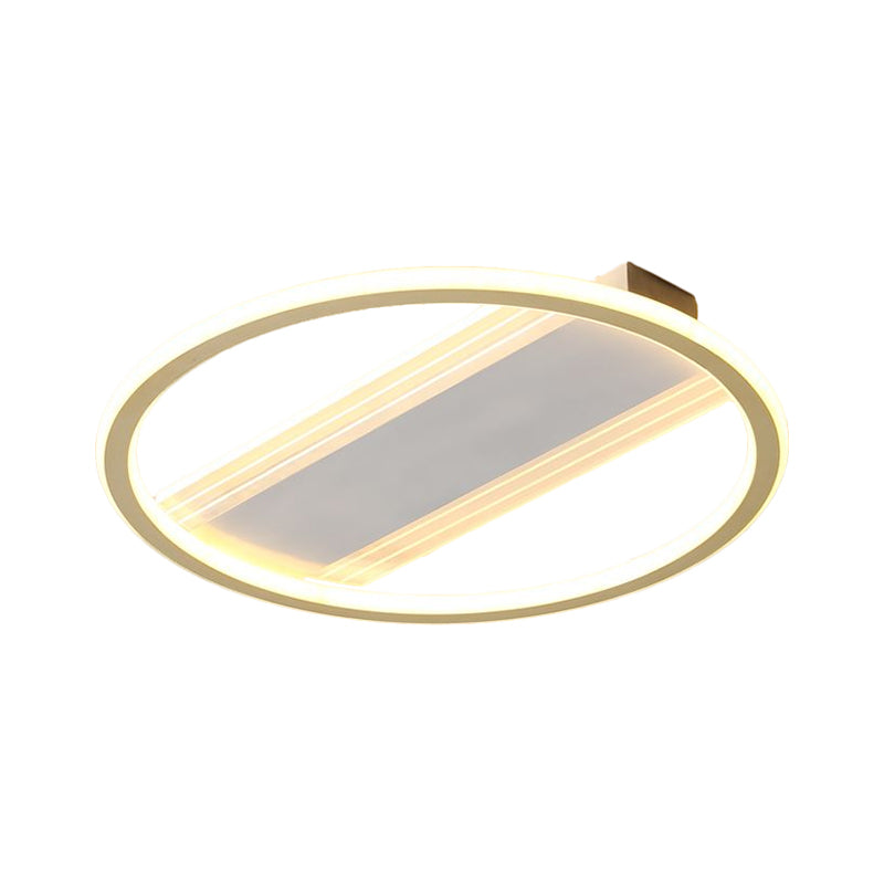 Camera da letto circolare a filo lampada a filo modernista a LED metallico in oro, larghezza 16,5 "/20,5"