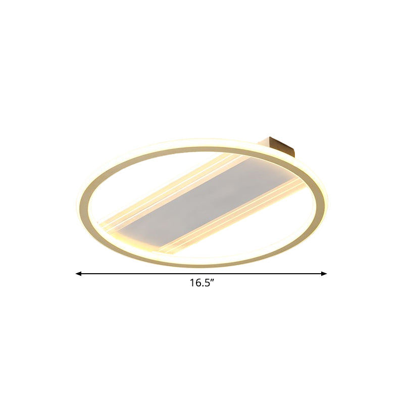 Circular Bedroom Flush Light Metallic LED Modernist Flush Mount Lamp in Gold, 16.5"/20.5" Width