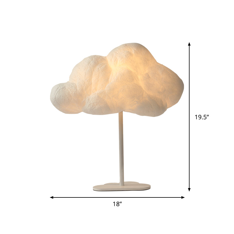 Cloud Night Table Lamp Minimalism Silk 1 Light White Task Lighting for Children Bedroom