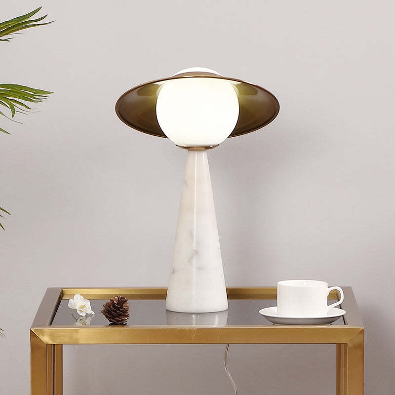 Gold Globe Task Lighting Einfache 1-Licht-Nachtglas Nachttischlampe mit Metallic Gong Design