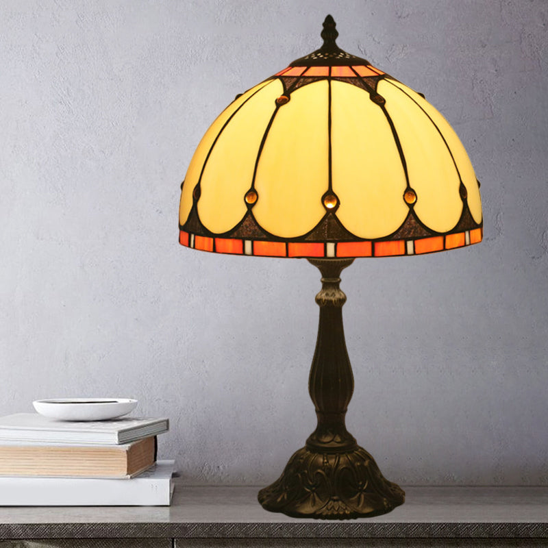 Éclairage en verre jaune en forme de dôme Éclairage victorien 1 lampe de lecture en laiton clair pour chambre à coucher