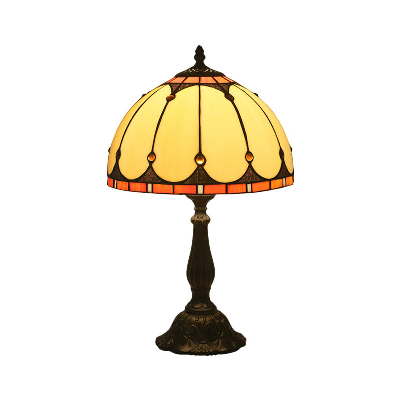 Kuppel geformte gelbe Glas Task Lighting Victorian 1 leichte Messing -Leselampe für Schlafzimmer