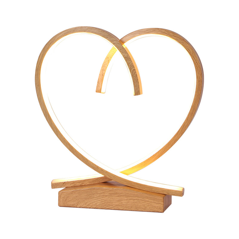 Loving Heart Wooden Night Table Light Simplicity Black/White/Wood LED Desk Lighting for Sleeping Room