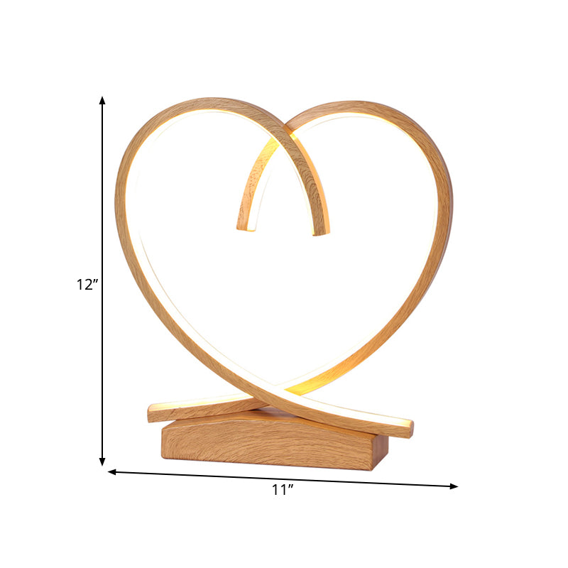 Loving Heart Wooden Night Table Light Simplicity Black/White/Wood LED Desk Lighting for Sleeping Room