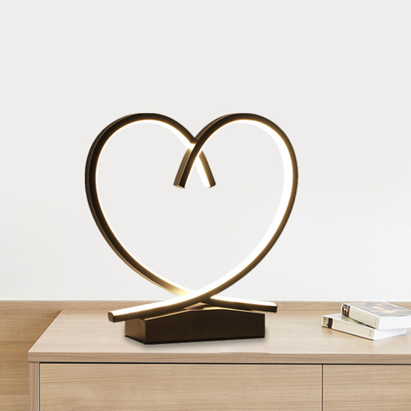 Loving Heart Wooden Night Table Light Simplicity Black/White/Wood LED Desk Lighting for Sleeping Room