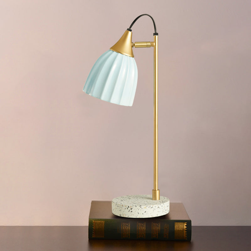 Porcelain Dome Desk Lamp Kids Style 1 Light Night Lighting with Adjustable Joint Design in Pink/Blue/Green