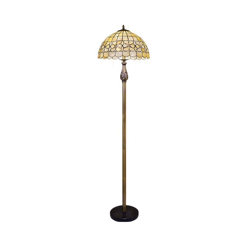 Beige 2 lichten vloer lees licht tiffany shell koepelverlichting met bloesem patroon