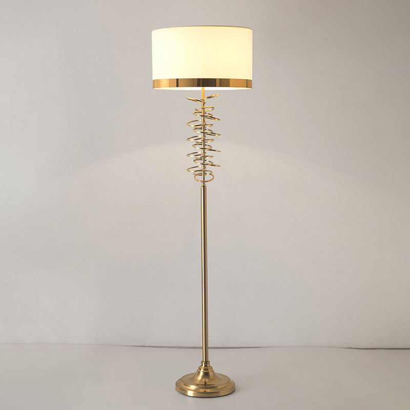 Stoff weiß/rot bodenlicht trommel einkopf antike Stand -up -Lampe mit Ringen Deco für Salon