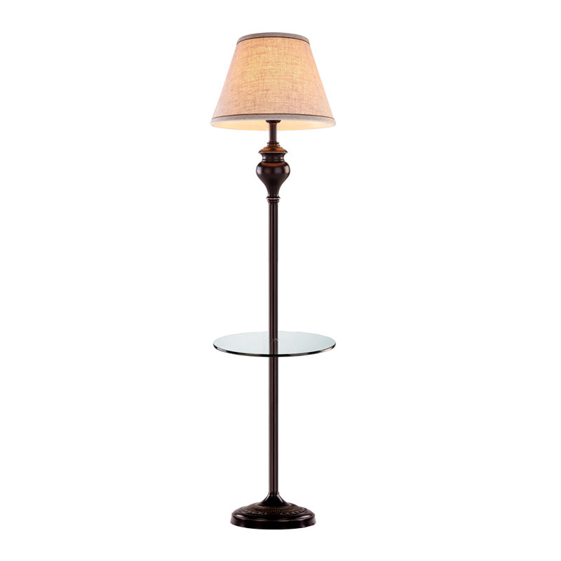 Lampe de table de plancher conique traditionnelle 1-Bulb Shade Shade Standing Floor Light en abricot