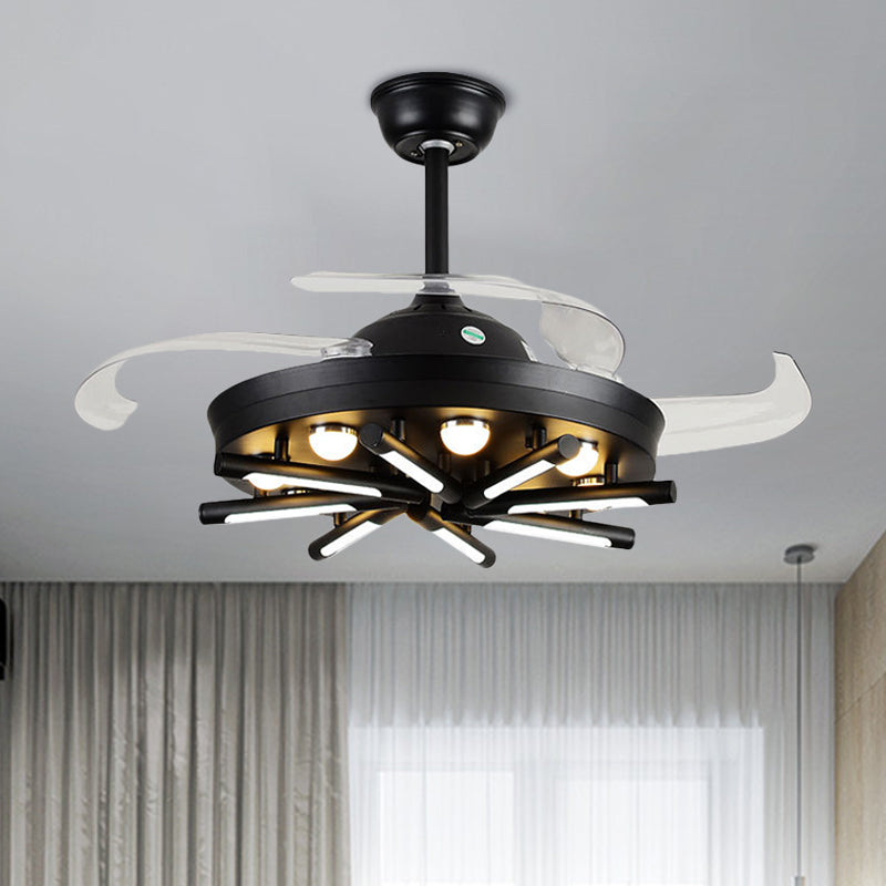 Black/White Round and Linear Semi Flush Metal Vintage 42 "Añapa LED LED LUCE con 3 cuchillas