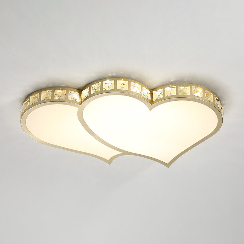 Goldene LED LEVING HERZ Decke Flush zeitgenössische Kristallblock Flush Mount Lighting Feature