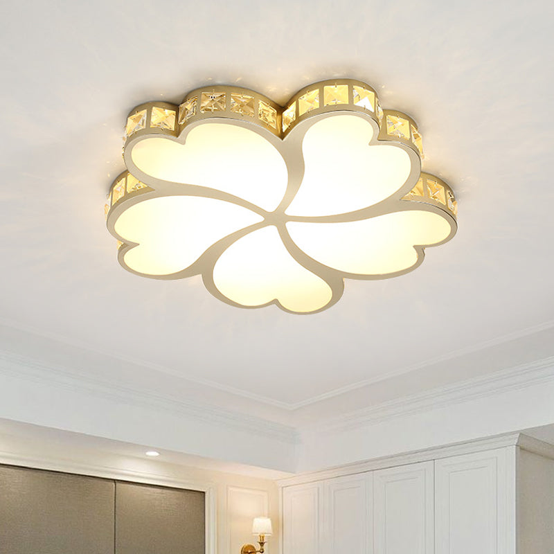 Floral Faceted Crystal Flush Mount Modernism LED Gold Ceiling Lighting for Sleeping Room