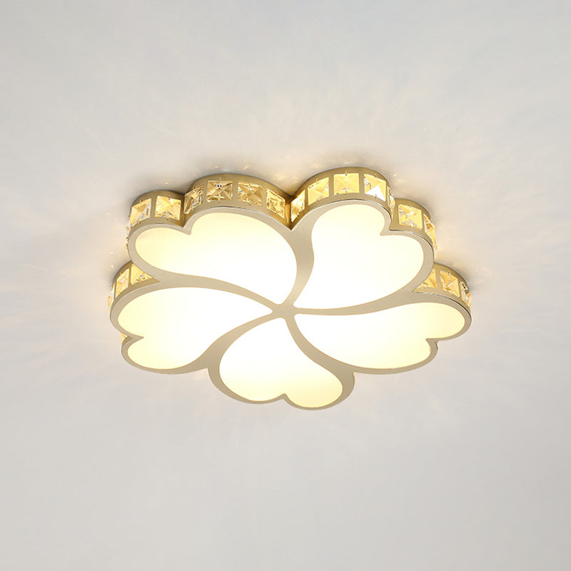 Floral Faceted Crystal Flush Mount Modernism LED Gold Ceiling Lighting for Sleeping Room