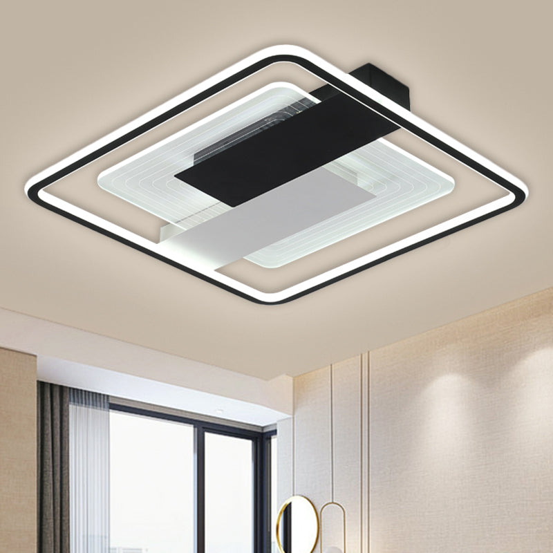 Black Square Flush Mount Light Contemporary 16.5"/20.5" W LED Acrylic Ceiling Mounted Fixture