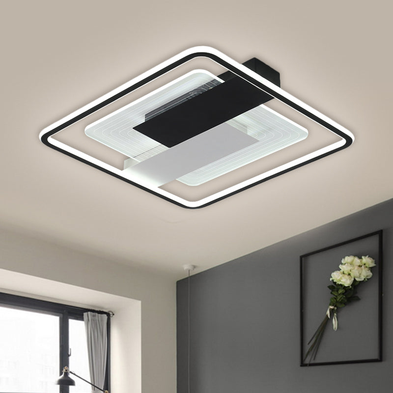 Square Flush Flush Mount Light Contemporain 16,5 "/20,5" W LED Plafond acrylique Plafond monté