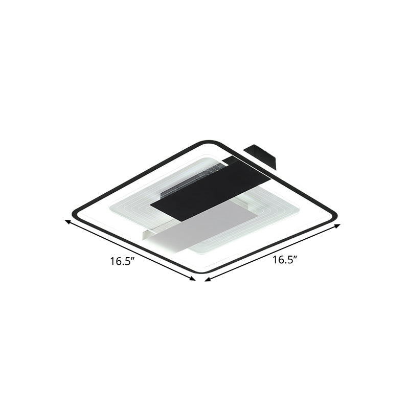 Black Square Flush Mount Light Contemporary 16.5"/20.5" W LED Acrylic Ceiling Mounted Fixture