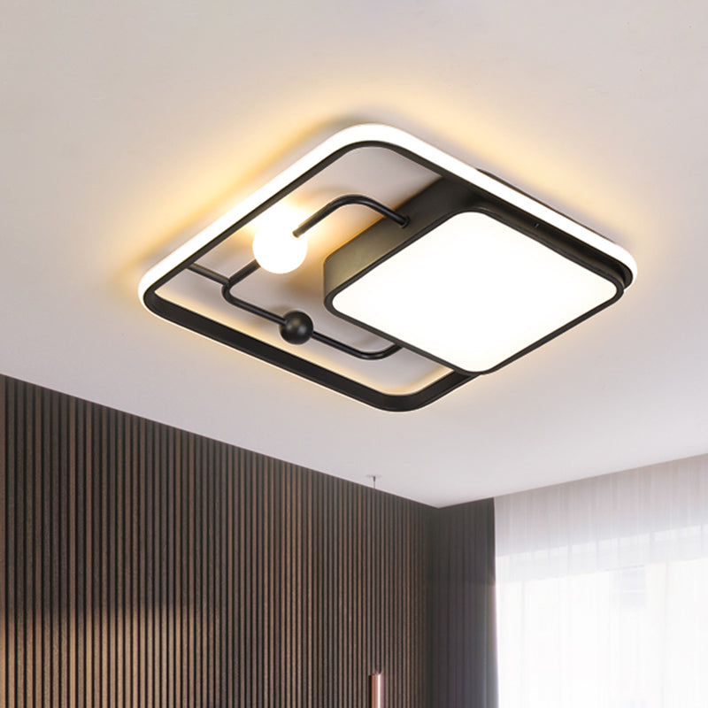 Vierkante spoellamp Modernistisch ijzeren zwart/goud LED plafond gemonteerd armatuur in warm/wit licht, 16,5 "/20,5" breedte