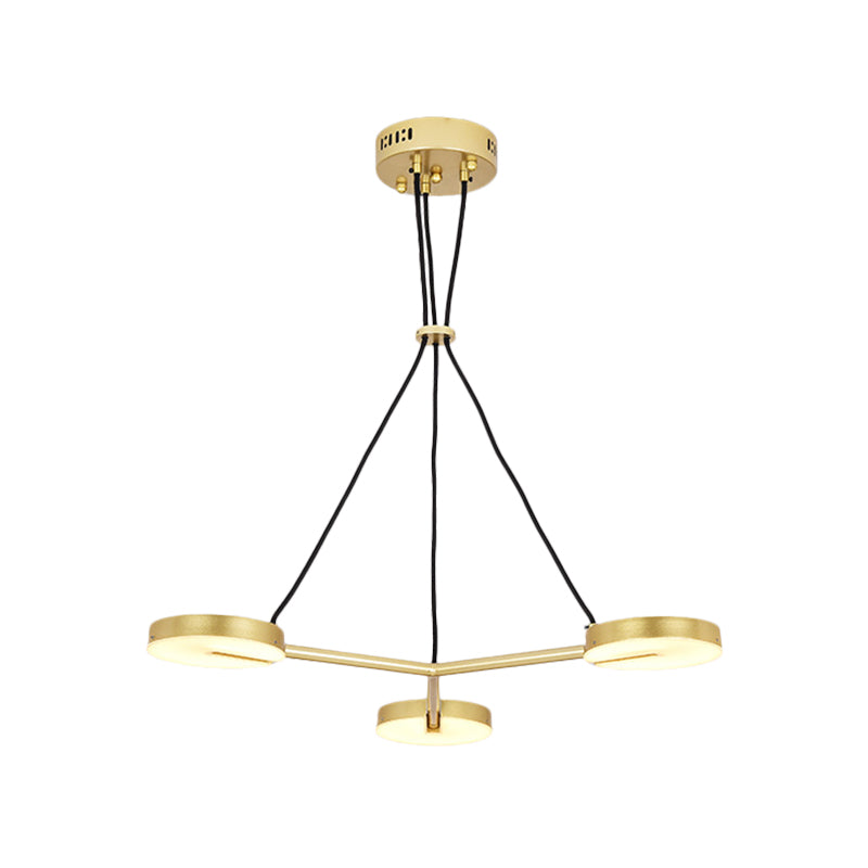 Rounded Chandelier Lighting Modernism Metal LED Gold Hanging Light Fixture for Living Room