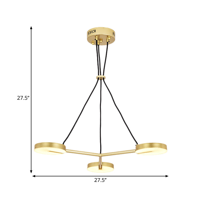 Rounded Chandelier Lighting Modernism Metal LED Gold Hanging Light Fixture for Living Room