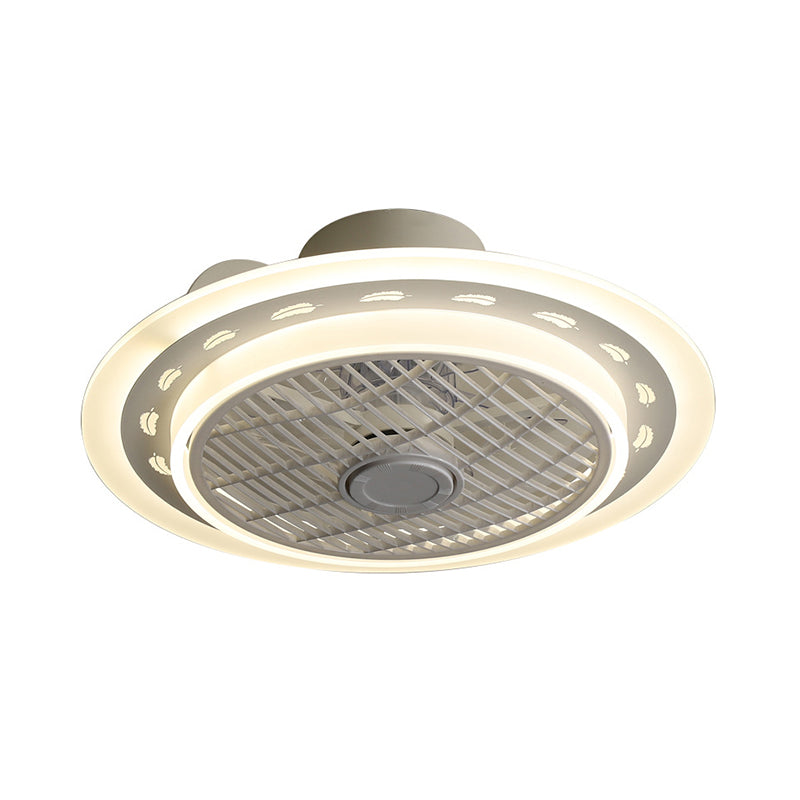 Modernistische cirkel ventilatorlamp Acryl 20,5 "W LED Slaapkamer Semi Flush Mount Light armatuur in grijs