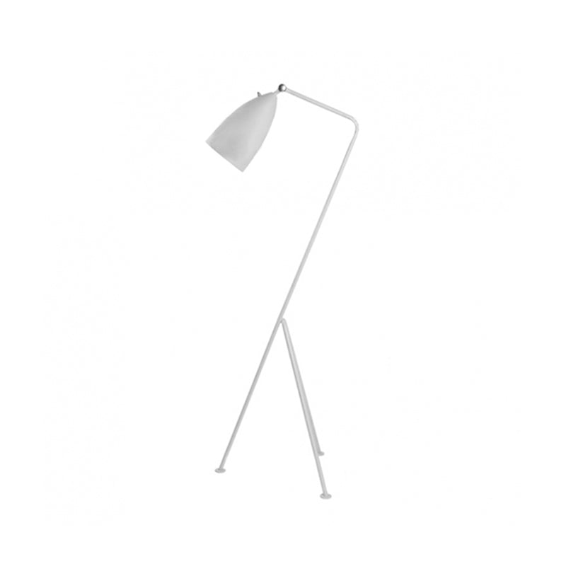 Tripod Floor Light with Bell Shade Modern Style Metallic 1 Light Black/White Floor Lamp for Bedroom