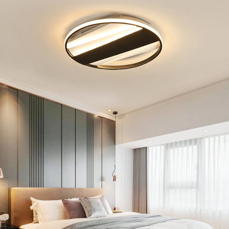 Woonkamer Ring Plafond Mount Licht Acryl Modern Eenvoudig Plafond Lamp in Zwart