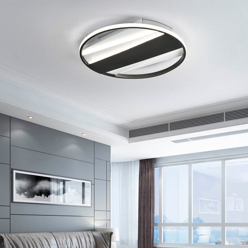 Woonkamer Ring Plafond Mount Licht Acryl Modern Eenvoudig Plafond Lamp in Zwart