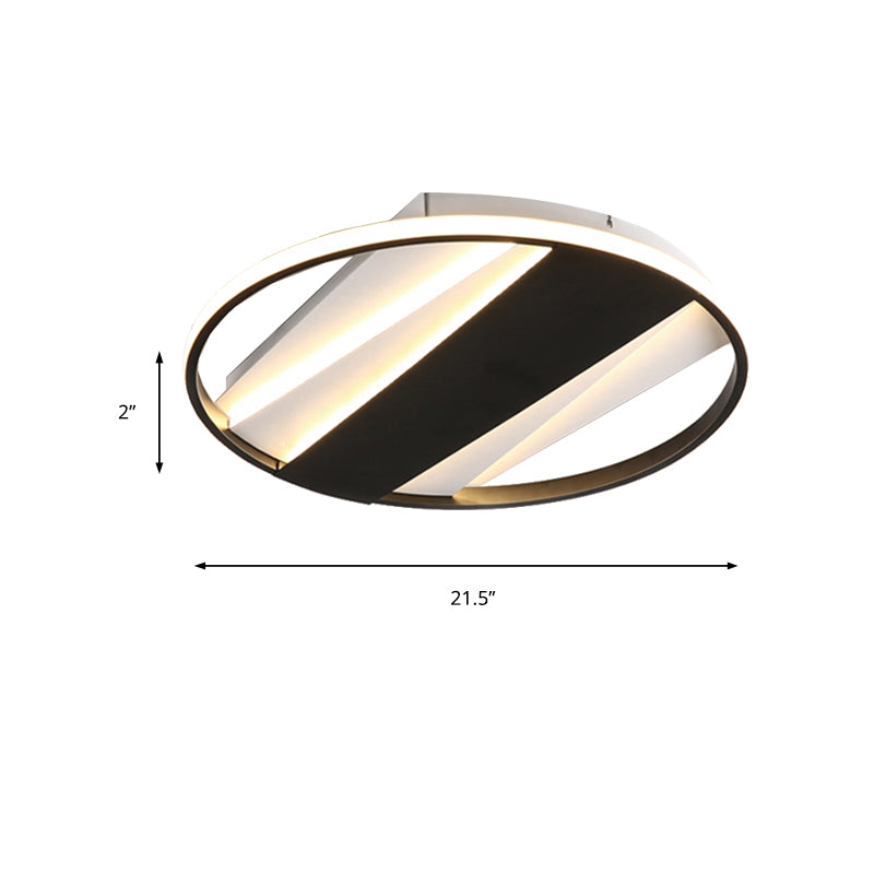 Living Room Ring Ceiling Mount Light Acrylic Modern Simple Ceiling Lamp in Black