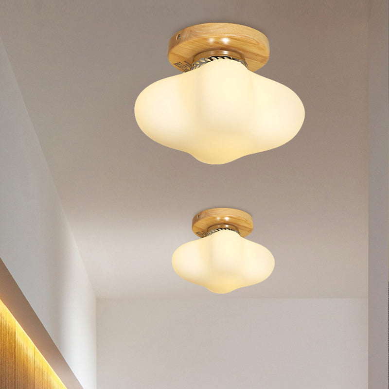 Lumo a fiuto quadrati curvi in ​​vetro di latte 1 hotel 1 lampadina a soffitto in stile semplice in bianco