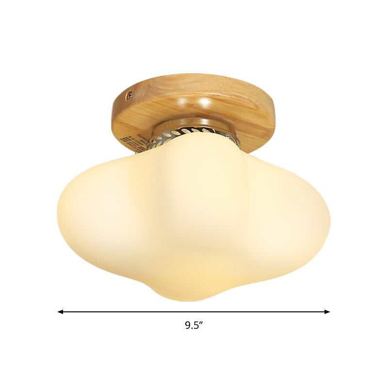 Melkglas gebogen vierkante spoelplafondlicht hotel 1 lamp eenvoudige stijl plafondlamp in wit