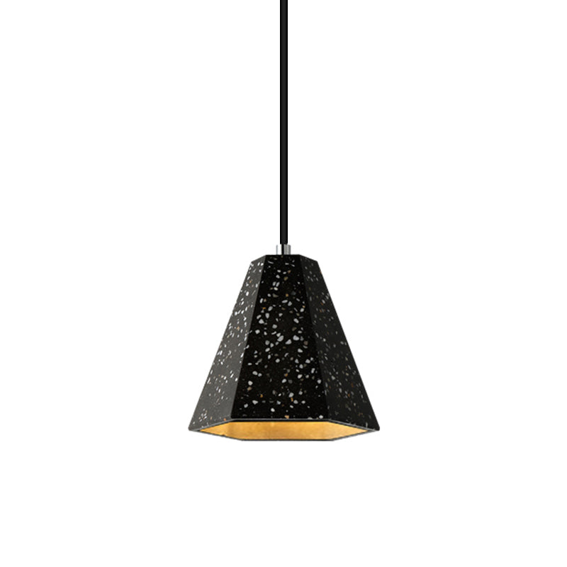 1 Light Pendant Lighting with Geometric Cement Shade Simplicity Black/White/Yellow Hanging Light