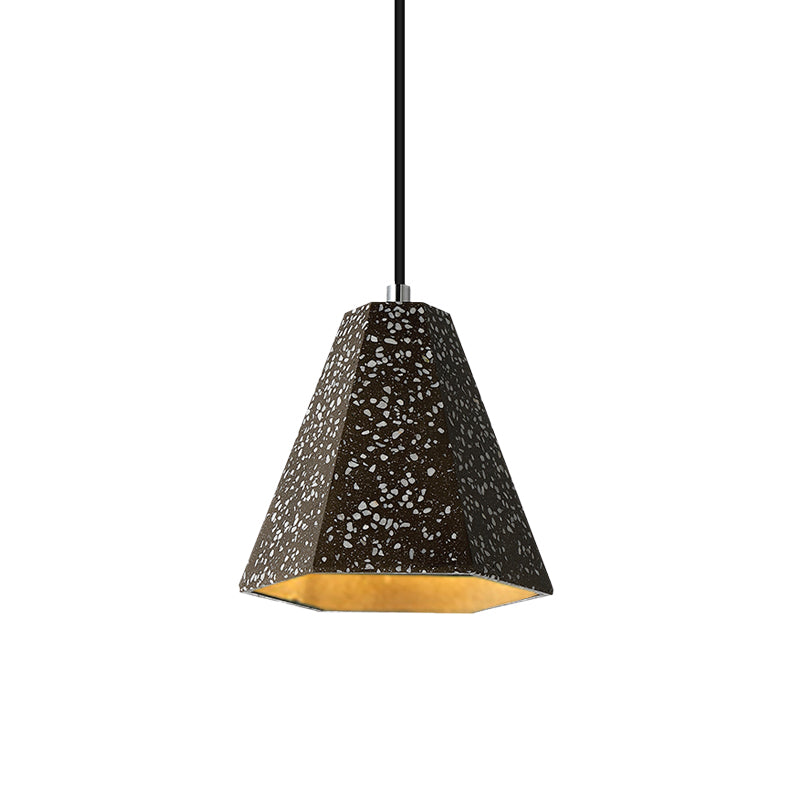 1 Light Pendant Lighting with Geometric Cement Shade Simplicity Black/White/Yellow Hanging Light