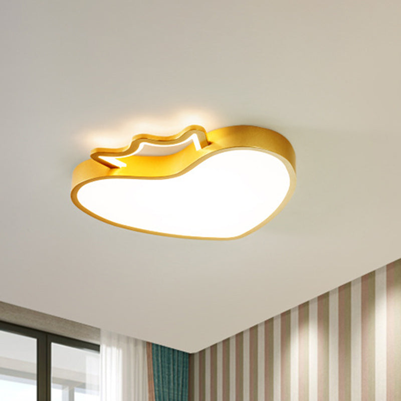 Acryl liefdevol hart plafondlicht cartoonstijl LED spoeling mount lamp armatuur in roze/goud