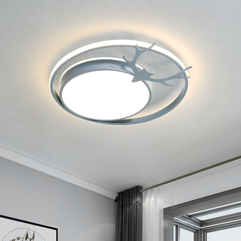 Gris / or LED Round Flush Lampe Aymordin moderniste Plafond moderne Light monté avec design de bois