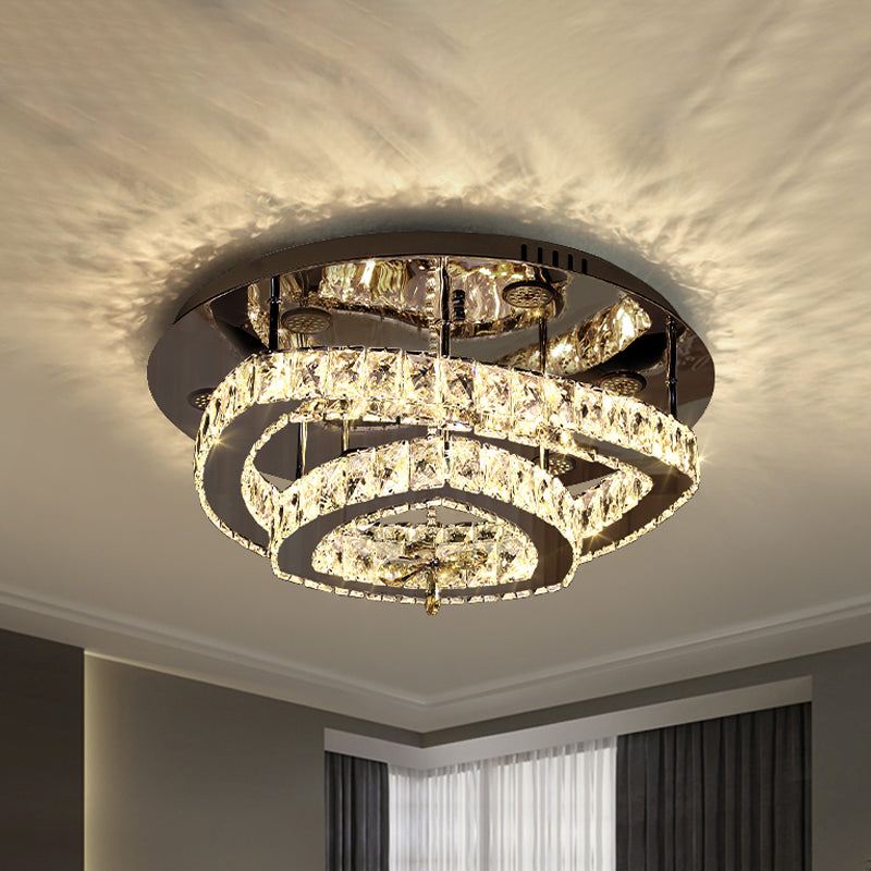 Minimalisme spoeling verlichting chroom geometrisch plafond spoeling met kristal rechthoekige schaduw