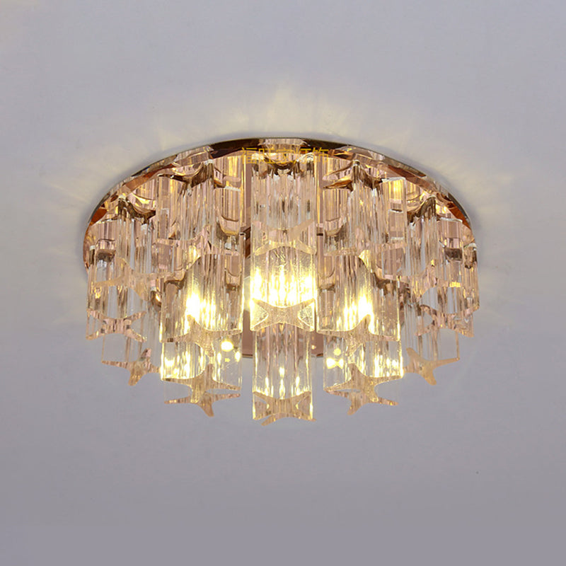 Simple Starfish Semi Flush Light Faceted Crystal LED Corridor Close to Ceiling Lighting in Rose Gold, Warm/White Light