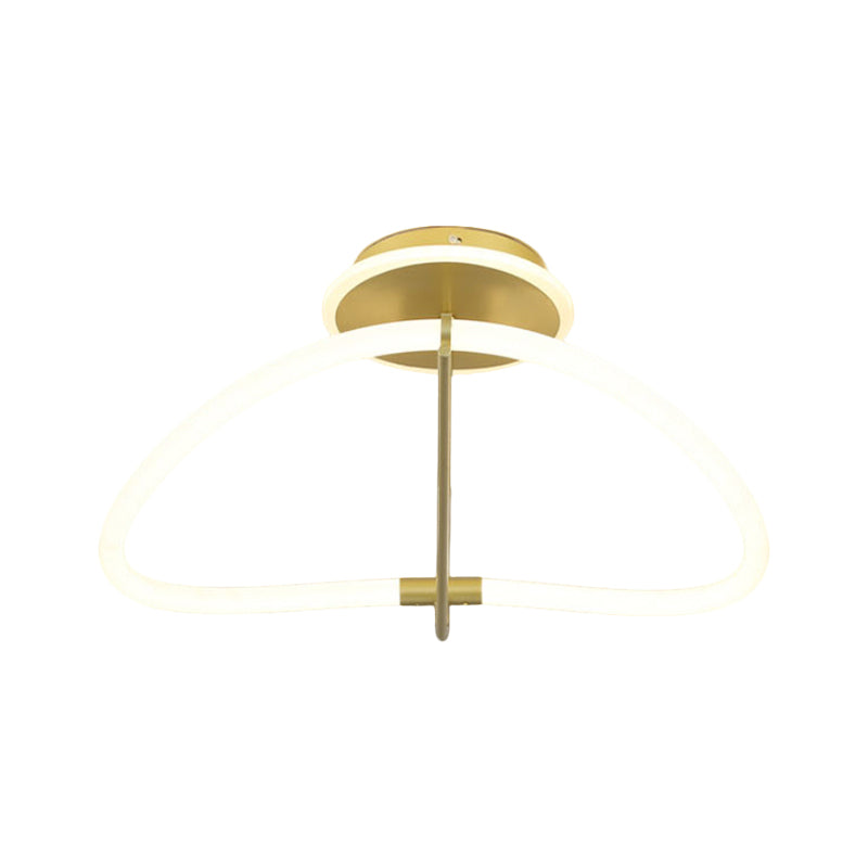 Anillo de oro Semi Flush Mount Metal LED contemporáneo cerca de la luz del techo para el dormitorio