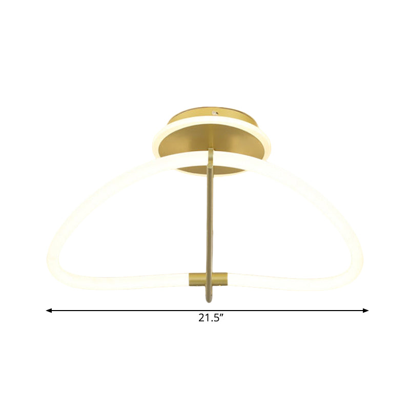 Anillo de oro Semi Flush Mount Metal LED contemporáneo cerca de la luz del techo para el dormitorio