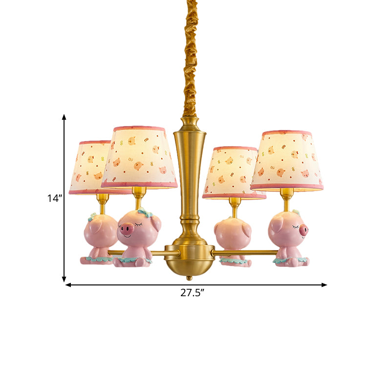 Conofongo del cono Bambino tessuto per bambini Lampella rosa Lampella con design di piggy