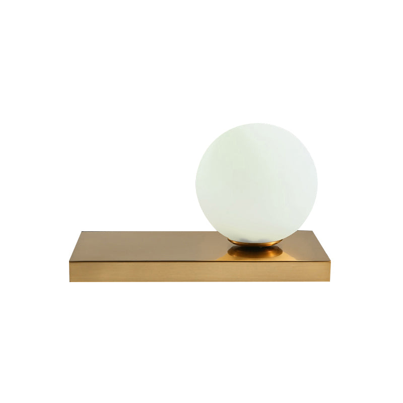 Opal Glass Global Table Lamp Modernism Stylish 1 Light Table Lighting with Rectangular Metal Base in Gold