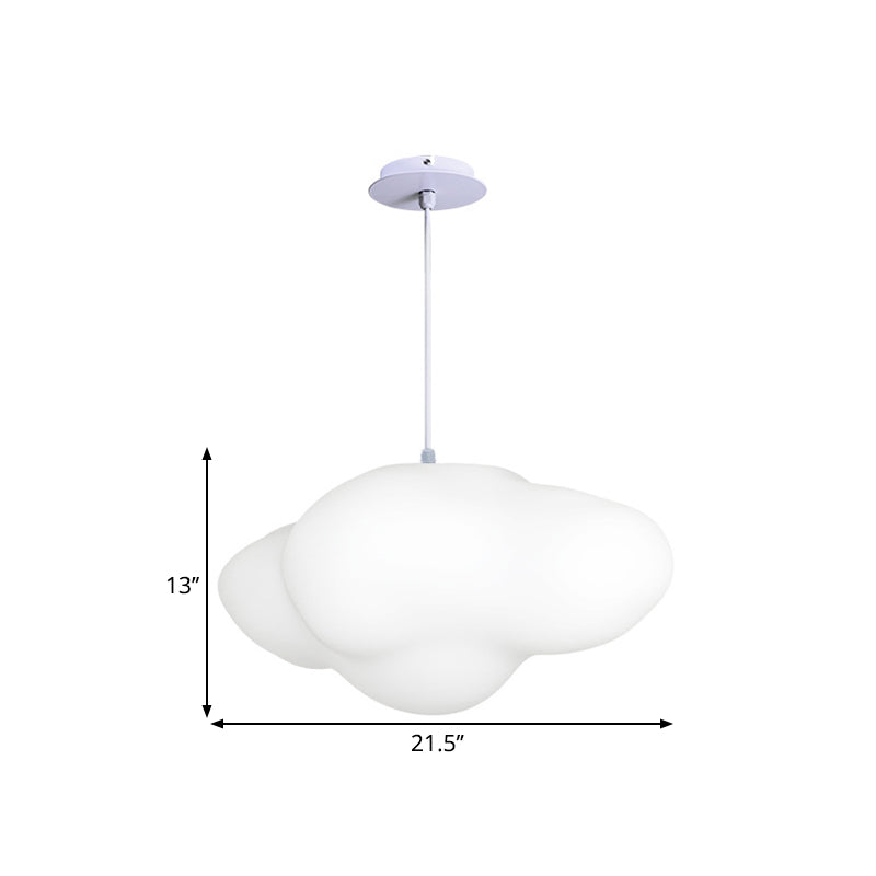 White Cloud Suspension Light Cartoon 1-Head Plastic Hanging Ceiling Lamp for Playroom