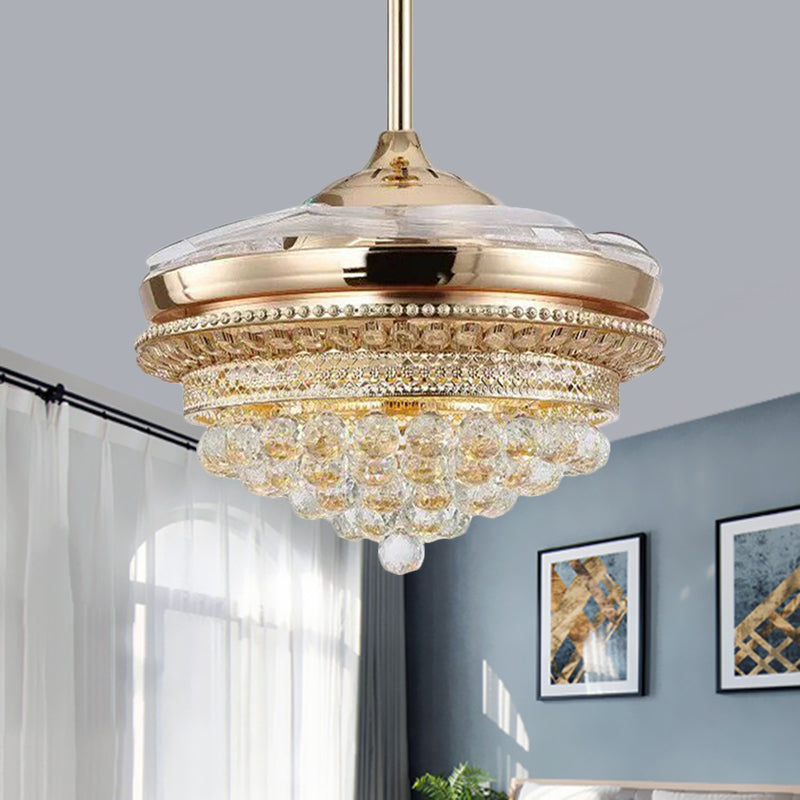 19 "W Gouden LED Conic Semi Flush Lamp Minimalisme Crystal Ball Hangende ventilator Verlichting armatuur